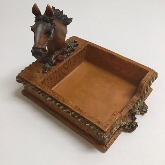 Equestrian Horse Desk SET Note Holder Paper Clip Cup Resin Rope Western Vintage - Picture 14 of 16